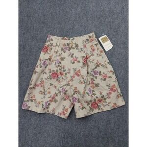 VTG Ivy Club Pleated Shorts Women 11/12 Floral High Waist 80s Cottage Gaucho NWT